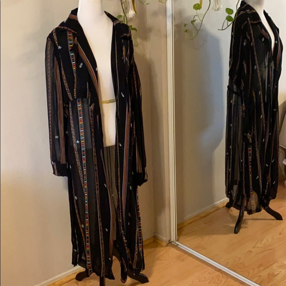 Urban Outfitters Longline Sheer Printed Jacket